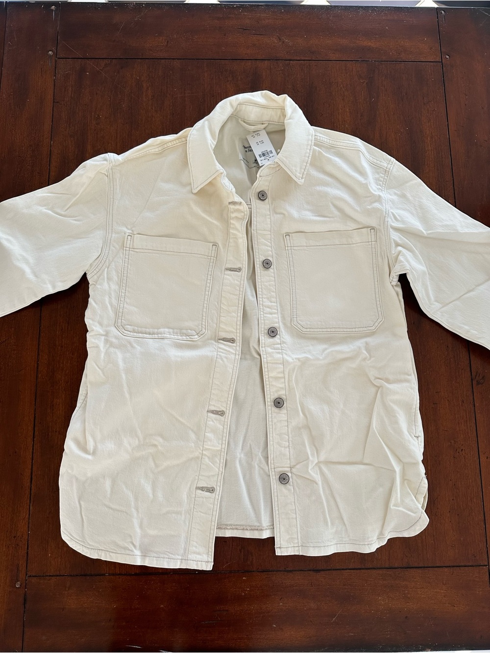 Abercrombie & Fitch Cream Button-Up Jean Jacket
